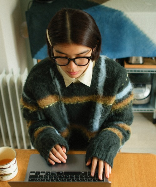 透明な空気のチェックニット（ニット/セーター）｜PAMM（パム）の