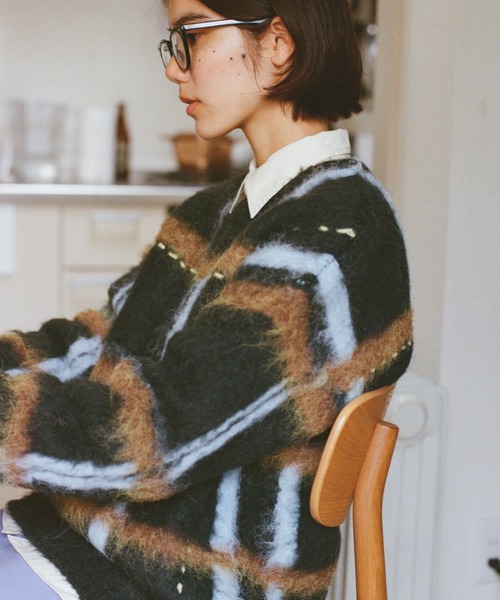 透明な空気のチェックニット（ニット/セーター）｜PAMM（パム）の