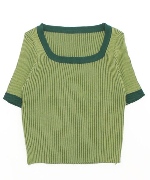 Burner(バーナー)の「【OKUOKU 0909】バイカラー ショート ニット oku-tops-618582103475-12 MC(ポロシャツ・レディース・D/A/B/C・FREE)」の3枚目の写真