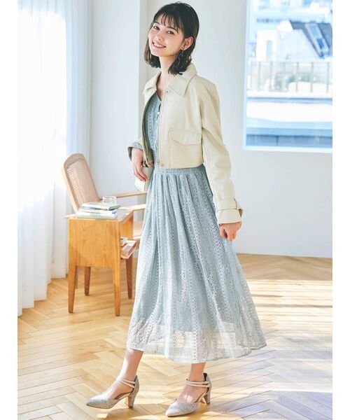 dazzlin（ダズリン）の「フリルレースシャーリングワンピース（ワンピース・レディース・ブルー/グリーン/アイボリー・FREE）」の9枚目の写真