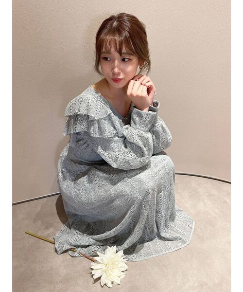 dazzlin（ダズリン）の「フリルレースシャーリングワンピース（ワンピース・レディース・ブルー/グリーン/アイボリー・FREE）」の16枚目の写真