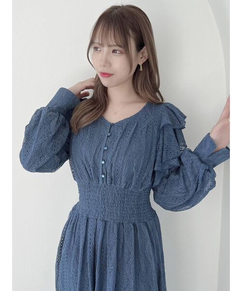 dazzlin（ダズリン）の「フリルレースシャーリングワンピース