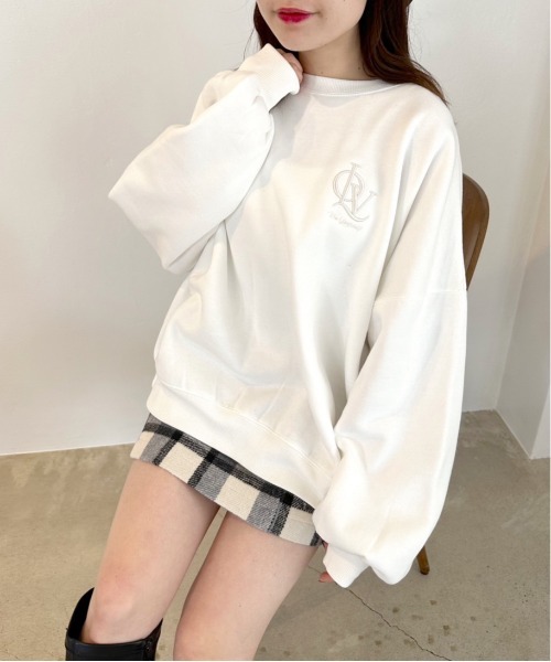 OLIVE des OLIVE（オリーブデオリーブ）の「裏起毛チュニックプルオーバー（スウェット・レディース・オフホワイト/スミクロ/トップグレー・FREE）」の7枚目の写真