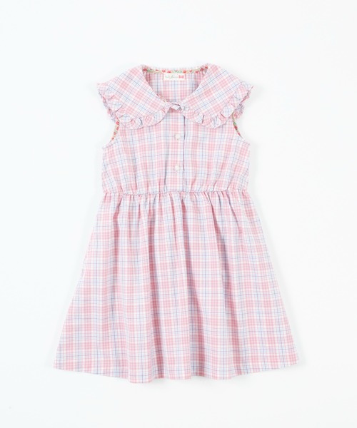 KP（ケーピー）の「先染めチェックの衿付きノースリーブワンピース(100～130cm)（ワンピース・キッズ・イエロー/ピンク・100cm/110cm/120cm/130cm）」の6枚目の写真
