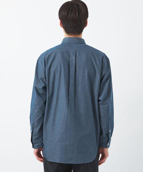 green label relaxing（グリーンレーベルリラクシング）の「コットン デニムライク リラックス ボタンダウン シャツ（ビジネスシャツ・メンズ・ネイビー・L/XL/M/S）」の5枚目の写真