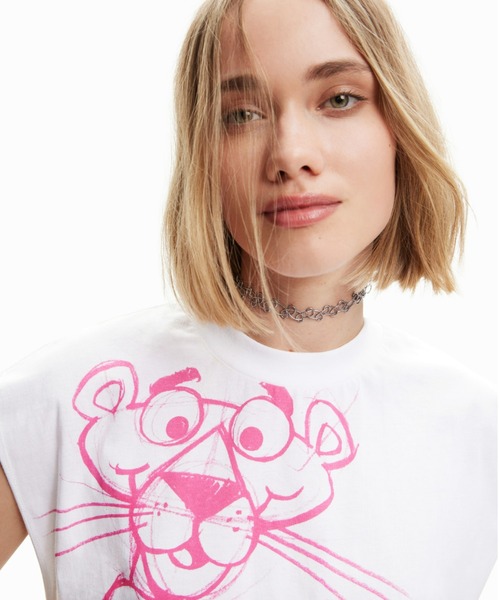 デシグアル Desigual Pink Panther ノースリーブTシャツ （ホワイト） デシグアル Desigual Pink Panther ノースリーブTシャツ