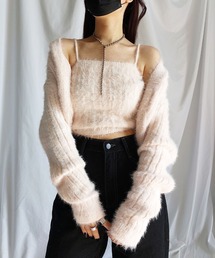 me+em select（ミームセレクト）の「【 ２点セット 】リッチシャギーキャミソール＆ニットショートカーディガン SET 【 キャミXS、Sサイズ対応 】（カーディガン/ボレロ）」