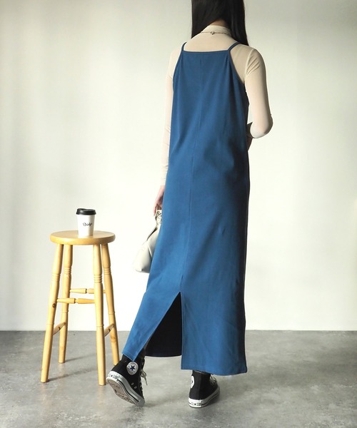 Riberry（リベリー）の「テレコリブ アメスリキャミワンピース（ワンピース・レディース・ブルー/ブラック/アイボリー/オートミール・FREE）」の6枚目の写真