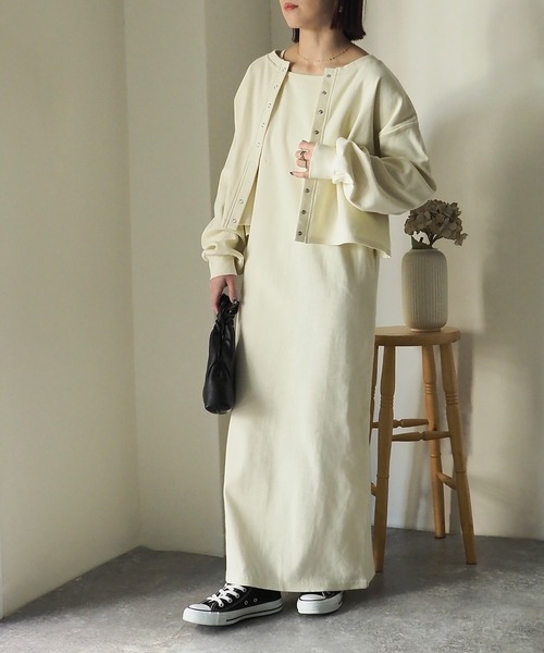 Riberry（リベリー）の「テレコリブ アメスリキャミワンピース（ワンピース・レディース・ブルー/ブラック/アイボリー/オートミール・FREE）」の9枚目の写真