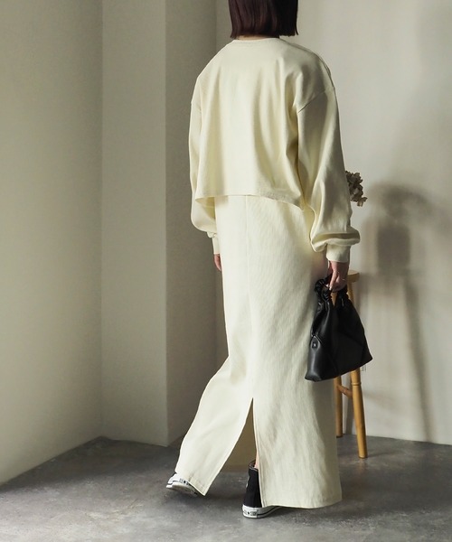 Riberry（リベリー）の「テレコリブ アメスリキャミワンピース（ワンピース・レディース・ブルー/ブラック/アイボリー/オートミール・FREE）」の12枚目の写真