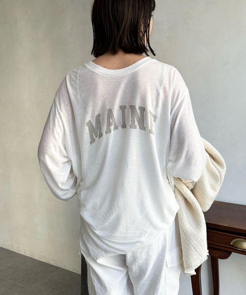 DouDou（ドゥドゥ）の「MAINE シアーロゴTEE（Tシャツ/カットソー・レディース・ベージュ/チャコールグレー/オフホワイト・FREE）」の18枚目の写真