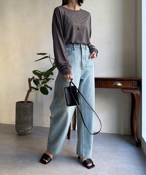 DouDou（ドゥドゥ）の「MAINE シアーロゴTEE（Tシャツ/カットソー・レディース・ベージュ/チャコールグレー/オフホワイト・FREE）」の10枚目の写真