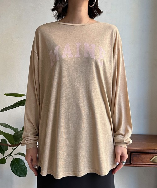 DouDou（ドゥドゥ）の「MAINE シアーロゴTEE（Tシャツ/カットソー・レディース・ベージュ/チャコールグレー/オフホワイト・FREE）」の11枚目の写真