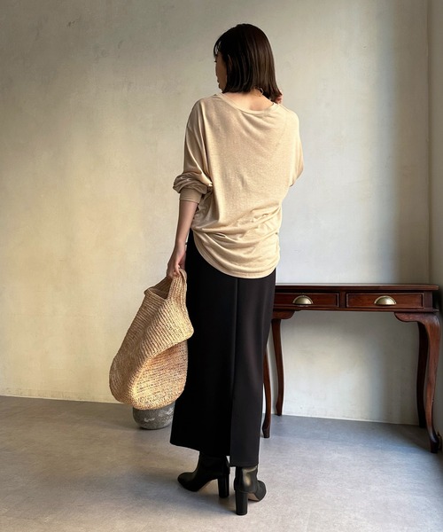 DouDou（ドゥドゥ）の「MAINE シアーロゴTEE（Tシャツ/カットソー・レディース・ベージュ/チャコールグレー/オフホワイト・FREE）」の9枚目の写真