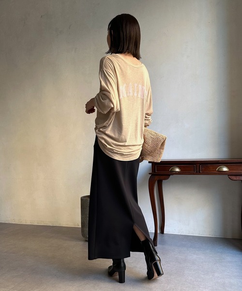 DouDou（ドゥドゥ）の「MAINE シアーロゴTEE（Tシャツ/カットソー・レディース・ベージュ/チャコールグレー/オフホワイト・FREE）」の14枚目の写真