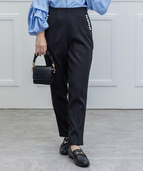 clear(クリア)の「パールポケットハイウエストテーパードパンツ(スラックス・レディース・ブラック/アイボリー/グリーン系その他/ブルーグレー/ピンク・S/M)」の3枚目の写真