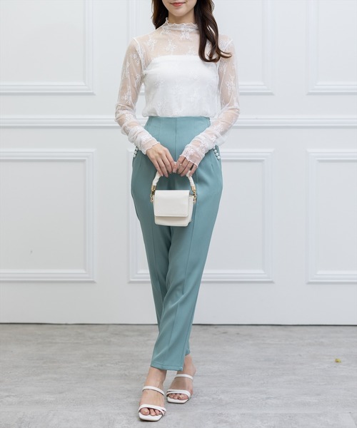 clear(クリア)の「パールポケットハイウエストテーパードパンツ(スラックス・レディース・ブラック/アイボリー/グリーン系その他/ブルーグレー/ピンク・S/M)」の21枚目の写真