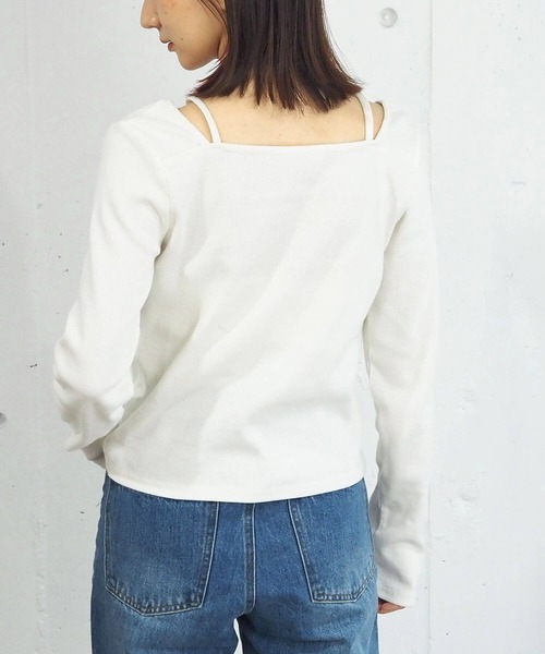 tiptop（ティップトップ）の「【2023AW新色登場】テレコホルタープルオーバー（Tシャツ/カットソー・レディース・グリーン/ブラック/オフホワイト/チャコールグレー/A・FREE）」の11枚目の写真