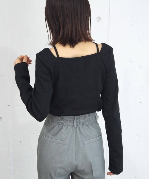 tiptop（ティップトップ）の「【2023AW新色登場】テレコホルタープルオーバー（Tシャツ/カットソー・レディース・グリーン/ブラック/オフホワイト/チャコールグレー/A・FREE）」の15枚目の写真