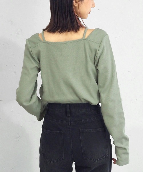 tiptop（ティップトップ）の「【2023AW新色登場】テレコホルタープルオーバー（Tシャツ/カットソー・レディース・グリーン/ブラック/オフホワイト/チャコールグレー/A・FREE）」の18枚目の写真