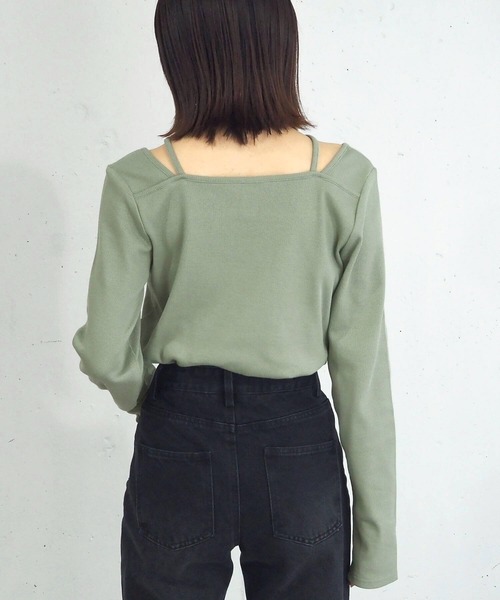 tiptop（ティップトップ）の「【2023AW新色登場】テレコホルタープルオーバー（Tシャツ/カットソー・レディース・グリーン/ブラック/オフホワイト/チャコールグレー/A・FREE）」の19枚目の写真