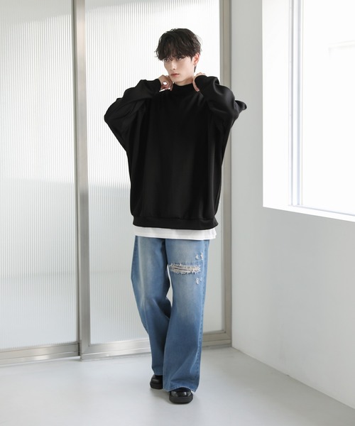 ASTRONOMY（アストロノミー）の「ドルマンスリーブポンチモックネックプルオーバー（Tシャツ/カットソー・メンズ・グリーン/ブラック/グレー/チャコール/ワイン/ホワイト/ブラウン系/グレー系/グレー系1/ブラック系/ホワイト系/グレイッシュブルー/グレイッシュベージュ/ネイビー/オフホワイト・M/S/XL/L）」の16枚目の写真