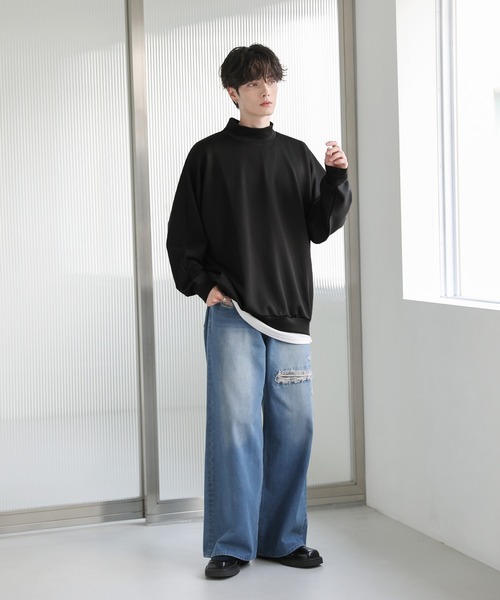 ASTRONOMY（アストロノミー）の「ドルマンスリーブポンチモックネックプルオーバー（Tシャツ/カットソー・メンズ・グリーン/ブラック/グレー/チャコール/ワイン/ホワイト/ブラウン系/グレー系/グレー系1/ブラック系/ホワイト系/グレイッシュブルー/グレイッシュベージュ/ネイビー/オフホワイト・M/S/XL/L）」の17枚目の写真