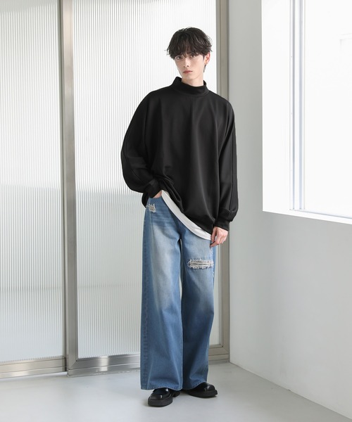 ドルマンスリーブポンチモックネックプルオーバー（Tシャツ/カットソー