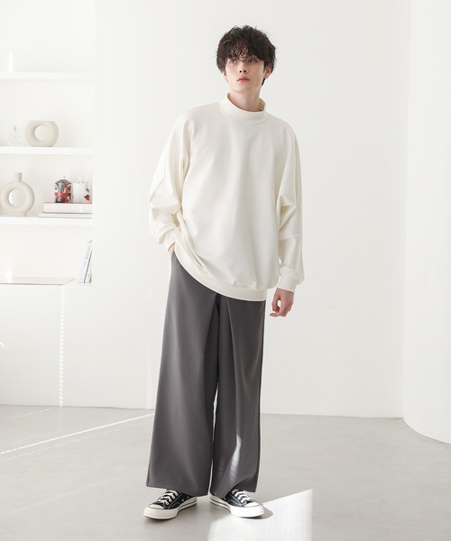 ドルマンスリーブポンチモックネックプルオーバー（Tシャツ/カットソー