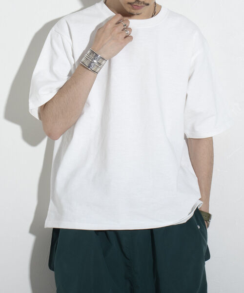 GLOSTER(グロスター)の「【GLOSTER/グロスター】ヘビーウェイトスラブTシャツ ビッグシルエット/マックスウェイト(Tシャツ/カットソー・メンズ・ブラック/ホワイト/オレンジ・S/M/L)」の2枚目の写真