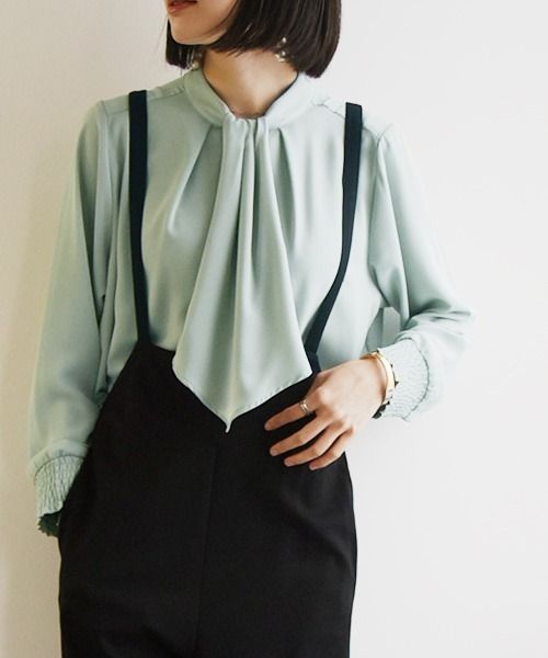 and it_（アンドイット）の「2wayボウタイブラウス（シャツ/ブラウス・レディース・ミント/オフホワイト/ブラック・LL/M/L）」の3枚目の写真