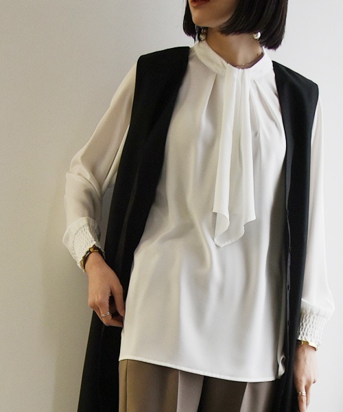 and it_（アンドイット）の「2wayボウタイブラウス（シャツ/ブラウス・レディース・ミント/オフホワイト/ブラック・LL/M/L）」の4枚目の写真