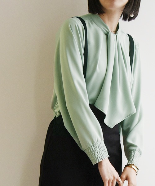 and it_（アンドイット）の「2wayボウタイブラウス（シャツ/ブラウス・レディース・ミント/オフホワイト/ブラック・LL/M/L）」の8枚目の写真