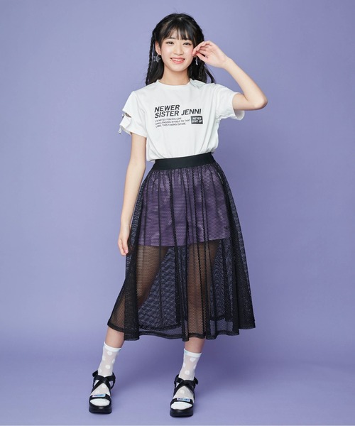 SISTER JENNI（SISTER JENNI）の「袖あきフラッグチェックTシャツ（Tシャツ/カットソー・キッズ・サックスブルー/オフホワイト/イエロー・140cm/150cm/130cm/160cm）」の5枚目の写真