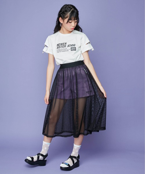 SISTER JENNI（SISTER JENNI）の「袖あきフラッグチェックTシャツ（Tシャツ/カットソー・キッズ・サックスブルー/オフホワイト/イエロー・140cm/150cm/130cm/160cm）」の4枚目の写真