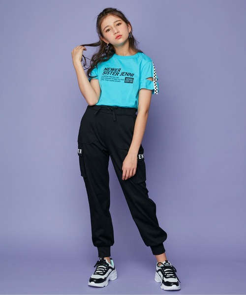 SISTER JENNI（SISTER JENNI）の「袖あきフラッグチェックTシャツ（Tシャツ/カットソー・キッズ・サックスブルー/オフホワイト/イエロー・140cm/150cm/130cm/160cm）」の8枚目の写真