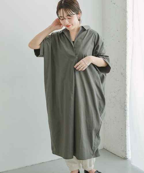 ITEMS URBANRESEARCH（アイテムズ アーバンリサーチ）の「ドルマンシャツワンピース（シャツワンピース・レディース・オフホワイト/マスタード/カーキ/ネイビー・FREE）」の7枚目の写真