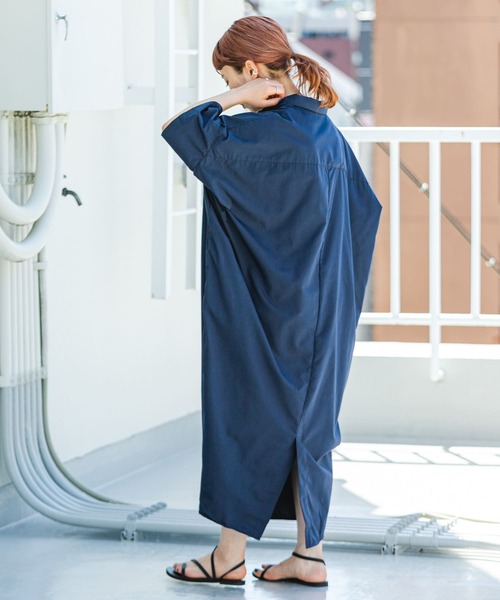 ITEMS URBANRESEARCH（アイテムズ アーバンリサーチ）の「ドルマンシャツワンピース（シャツワンピース・レディース・オフホワイト/マスタード/カーキ/ネイビー・FREE）」の14枚目の写真
