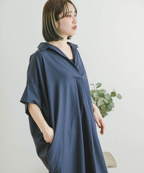 ITEMS URBANRESEARCH（アイテムズ アーバンリサーチ）の「ドルマンシャツワンピース（シャツワンピース・レディース・オフホワイト/マスタード/カーキ/ネイビー・FREE）」の15枚目の写真
