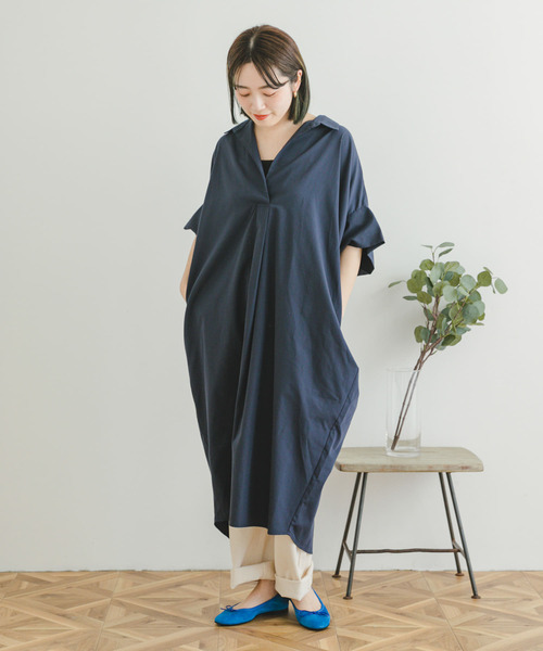 ITEMS URBANRESEARCH（アイテムズ アーバンリサーチ）の「ドルマンシャツワンピース（シャツワンピース・レディース・オフホワイト/マスタード/カーキ/ネイビー・FREE）」の16枚目の写真
