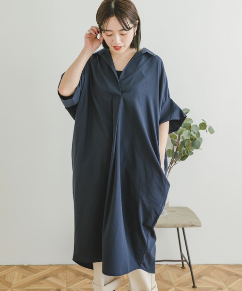 ITEMS URBANRESEARCH（アイテムズ アーバンリサーチ）の「ドルマンシャツワンピース（シャツワンピース・レディース・オフホワイト/マスタード/カーキ/ネイビー・FREE）」の19枚目の写真