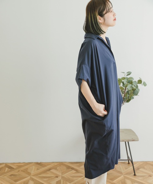 ITEMS URBANRESEARCH（アイテムズ アーバンリサーチ）の「ドルマンシャツワンピース（シャツワンピース・レディース・オフホワイト/マスタード/カーキ/ネイビー・FREE）」の21枚目の写真