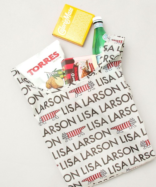 Lisa Larson（リサラーソン）の「エコバッグ付き 撥水加工 リサイクルポリエステル 縦型 ミニショルダーバッグ（ショルダーバッグ・レディース・ブラック・FREE）」の5枚目の写真