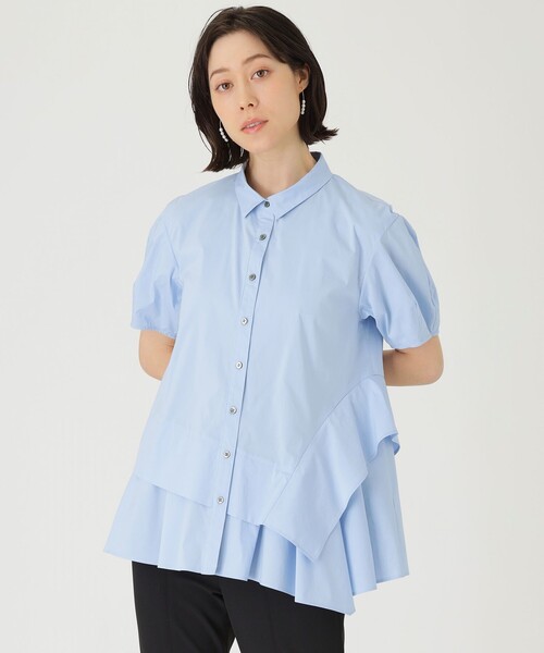 CAST:（キャストコロン）の「【1枚で着映える】イレギュラーヘムデザインブラウス（シャツ/ブラウス・レディース・ホワイト/ネイビー/ブルー系その他2・M）」の3枚目の写真