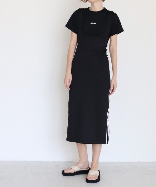 adidas Originals(アディダスオリジナルス)の「adidas originals / SKIRT LONG(タイトシルエットロングスカート)(ジャンパースカート・レディース・ブラック・38)」の2枚目の写真