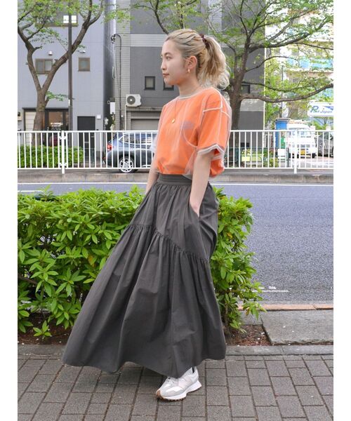 Ungrid(アングリッド)の「チュールシアートップス(Tシャツ/カットソー・レディース・チャコールグレー/オレンジ/ブルー/オフホワイト・FREE)」の16枚目の写真