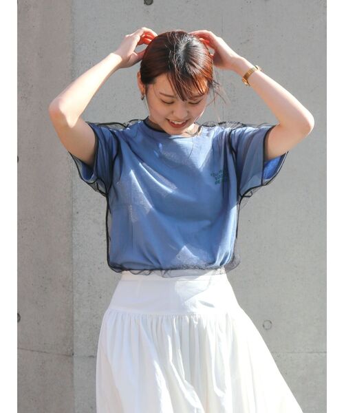Ungrid(アングリッド)の「チュールシアートップス(Tシャツ/カットソー・レディース・チャコールグレー/オレンジ/ブルー/オフホワイト・FREE)」の17枚目の写真