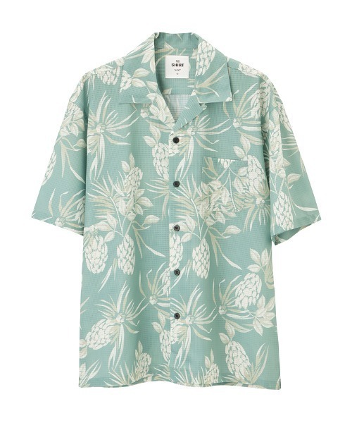 NAVY（ネイビー）の「NAVYメッシュプリント総柄シャツ/接触冷感/ストレッチ/シワ防止加工（シャツ/ブラウス・メンズ・ブラック/ブルー/ネイビー/ベージュ/グリーン/ホワイト・M/L/XL）」の11枚目の写真