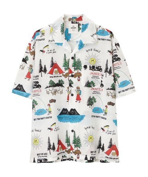 NAVY（ネイビー）の「NAVYメッシュプリント総柄シャツ/接触冷感/ストレッチ/シワ防止加工（シャツ/ブラウス・メンズ・ブラック/ブルー/ネイビー/ベージュ/グリーン/ホワイト・M/L/XL）」の9枚目の写真