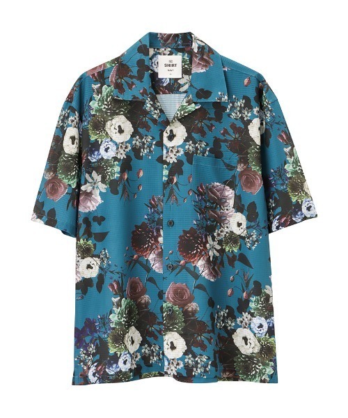 NAVY（ネイビー）の「NAVYメッシュプリント総柄シャツ/接触冷感/ストレッチ/シワ防止加工（シャツ/ブラウス・メンズ・ブラック/ブルー/ネイビー/ベージュ/グリーン/ホワイト・M/L/XL）」の13枚目の写真